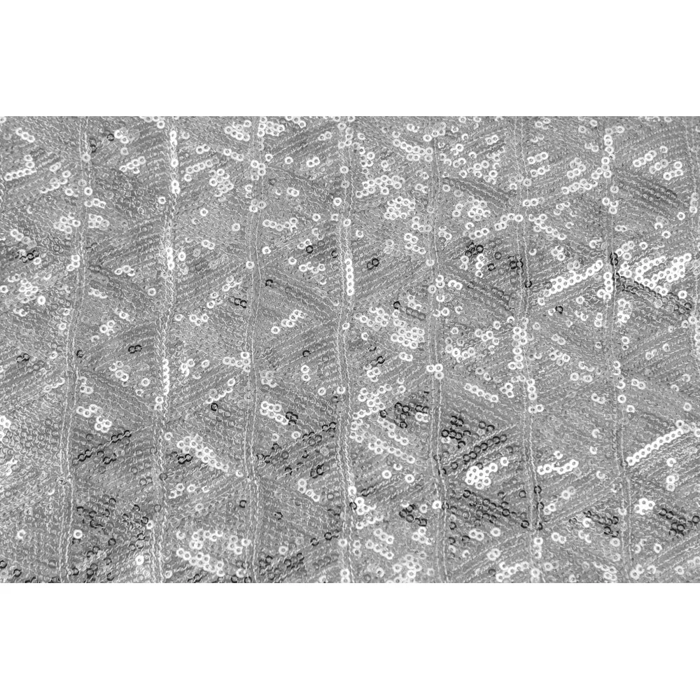 Diamond Glitz Sequin Rectangular Tablecloth 90"x132" - Silver